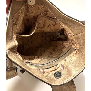 Justin Leather Buckle Taupe Western Crossbody Bag thumbnail 6