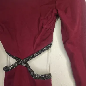 Windsor Long Sleeve Cutout Dress‎ in Burgundy with Silver Trim thumbnail 2