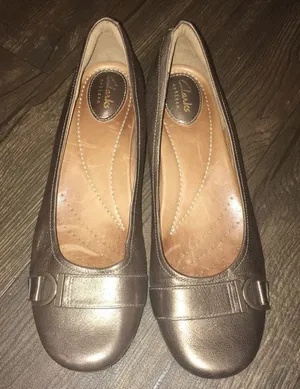Clarks Artisan copper shimmery ortho slip on flats thumbnail 1