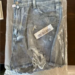 Blue Distressed Jean Shorts Size XL thumbnail 4
