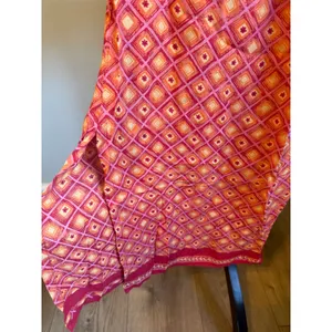 Angie Pink Orange boho whimsigoth y2k Rayon Maxi Skirt festival retro M resort thumbnail 3