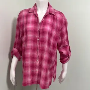 Pendleton | Pink Plaid Long Sleeve Button Up Shirt thumbnail 3