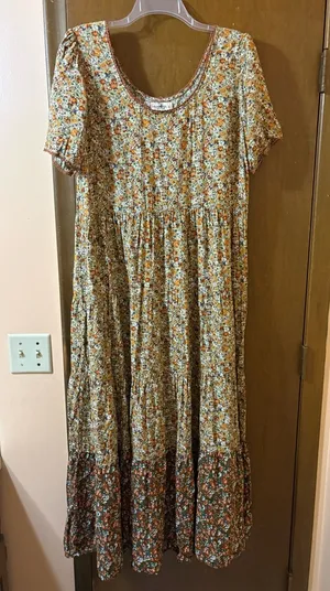NWOT Natural Life green & brown floral maxi dress thumbnail 1