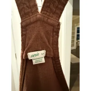 Aerie Werk and Play Brown Corduroy Overalls Bib Overalls Small S Raw Fray Hem thumbnail 5