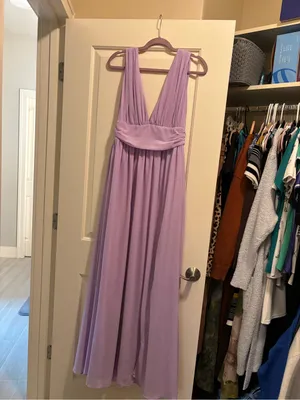 Lulu's Lilac Plunge V-Neck Maxi Dress with High Slit thumbnail 3