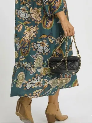 New!Umgee Plus Size Boho Paisley Lined Tiered Midi Dress Size 1X thumbnail 8