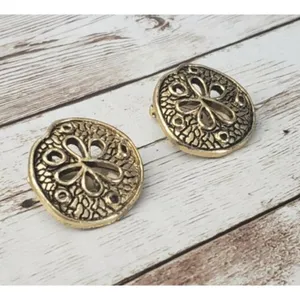 Vintage Clip On Earrings - Large Sand Dollar Beach Theme Statement Earrings thumbnail 6