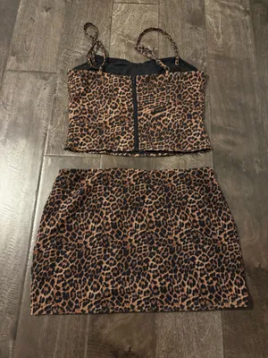 Leopard Top & Mini Skirt Set Edikted thumbnail 2