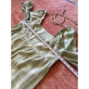 SO Goods For Life Green Plaid Long Sleeve Tiered Mini Dress Cottagecore thumbnail 6