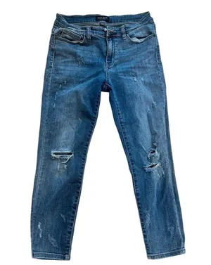 Judy Blue Distressed Blue‎ Denim Jeans Relaxed Fit Size 11 30 JB8273MD thumbnail 1