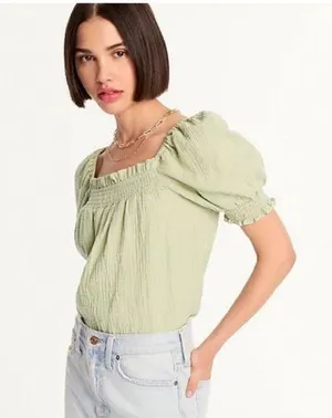 J.Crew Squareneck puff-sleeve soft gauze top thumbnail 1