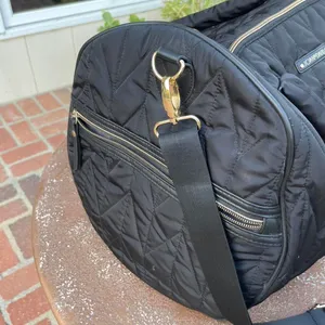 joan and david Black quilted travel duffel bag carry on / on great condition thumbnail 3