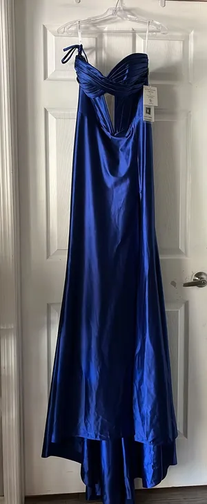 Sophia Collection designer boutique royal/navy blue prom dress thumbnail 1