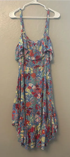 Abel the Label ATL anthropologie blue candy ruffle midi dress small NEW thumbnail 1