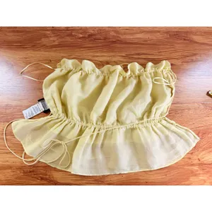 Bardot Margo Barely There Open Back Ruffle Top Yellow Large US 8 thumbnail 10