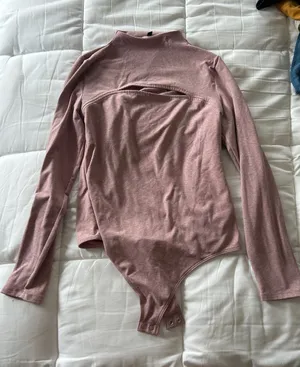 Express Rosewood Mock Neck Long Sleeve Bodysuit thumbnail 1