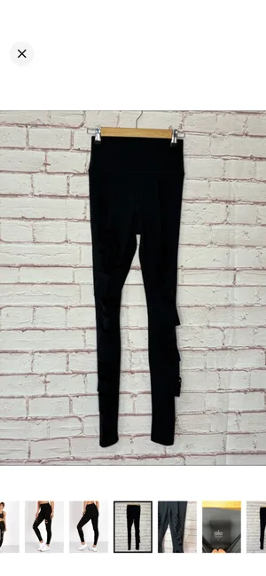 Alo Yoga High Waisted Ripped Warrior Legging Black Small Like New. Laser cut shred. Smoothing material. 12-13” waist 12” rise 29” inseam thumbnail 2