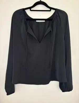 Abercrombie & Fitch Black Sheer Blouse Long Sleeve Size S thumbnail 1