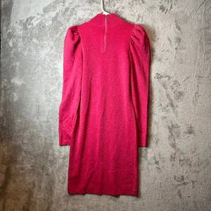 Alice + Olivia Issa Turtleneck Puff Sleeve‎ Dress Pink Glitter LG Wool Blend New thumbnail 4