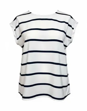 Abercrombie & Fitch White Top with Navy Stripes thumbnail 1