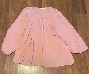 ROLLER RABBIT | Lucy Popover Top Blouse‎ Pink Long Sleeve Dots size Small​ thumbnail 1