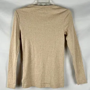 Lauren Ralph Lauren Rib Knit Shoulder Zipper Beige Sweater Small thumbnail 4