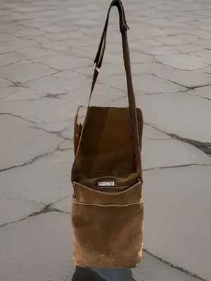 Cole Haan Suede and Leather Slim Crossbody Messenger Bag BOHO Equestrian Vintage thumbnail 5