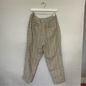 Anthropologie Grey/Beige and White Striped Linen Chinos High-Rise Comfort‎ sz S thumbnail 3