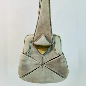 Botkier Grey Leather Looped Small Wristlet Bag RARE Origami Style thumbnail 3