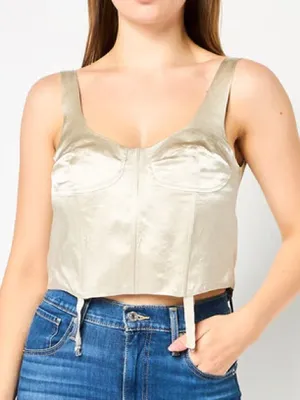 Zara Satin Champaign Corset Top thumbnail 1