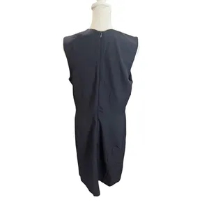 MM LaFleur Black Sheath Dress 12 Sleeveless Career Minimalist Stretch Midi thumbnail 4