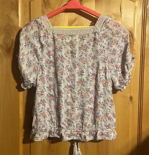 Lucky Brand 7W46342 Lilac Multi Floral Short Sleeve Peasant Top $69.50 EUC M thumbnail 5