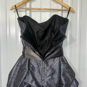 Jessica McClintock Gunne Sax Gray Strapless Mini Dress Formal Prom Coquette thumbnail 3