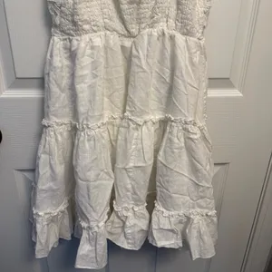 SHEIN White Lace Crochet Tiered Mini Dress Cottagecore Boho thumbnail 3