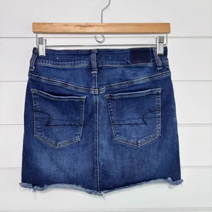 American Eagle Next Level Stretch Hi -Rise‎ Mini Denim Blue Skirt Size 6 thumbnail 2