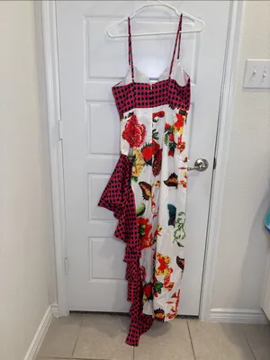 L’ATISTE by Amy Floral Butterfly High Low Ruffle Maxi Dress Size M thumbnail 3