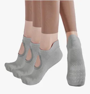 NEW Non Slip Yoga Socks 3 Pairs Grips Pilates Socks Ballet,Dance,Fitness thumbnail 1