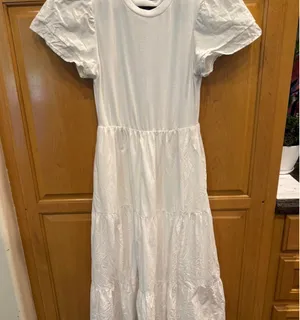 BTFBM White midi dress with puffy sleeves and tiered skirt #weddingguest #femini thumbnail 1
