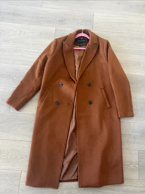 Rachel Zoe Double-Breasted Rust Brown Wool Pea Coat thumbnail 2