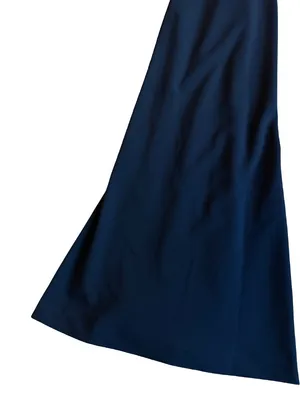 BHLDN Navy Halter Crisscross Back Pleated Maxi Dress Gown Evening Size 4 Women's thumbnail 7