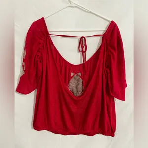 Free‎ People Ponce de Leon Top in Red Combo Size Small thumbnail 5