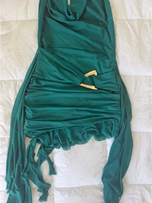 Green Halter Mini Dress with Gold Accent XS thumbnail 8
