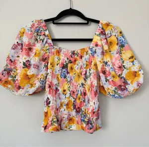 NWT Buddy Love Billie Smocked Puff Sleeve Top sz M thumbnail 7