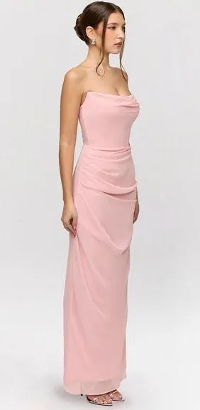 House of CB Adrienne Pink Quartz Georgette Strapless Gown Maxi thumbnail 1