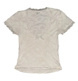 Out From Under White Floral Lace Short Sleeve Top M/L Bow Lingerie Coquette thumbnail 1
