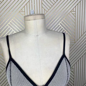 TRIANGL Mesh Bikini‎ Swim Top Black White thumbnail 3