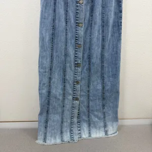 WASH LAB Dress Womens Size Small Blue Denim Sleeveless Button Front Maxi Raw Hem thumbnail 3