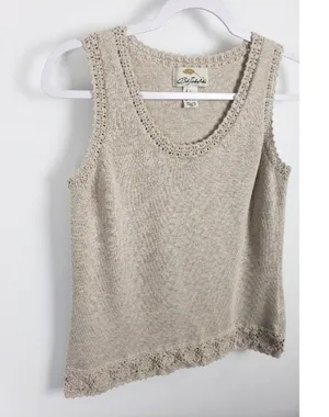 Bob Timberlake Beige Cream Knit Sweater Vest Grandma Grandmacore Size Large thumbnail 4