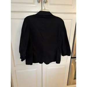Chicos Black Ruched 3/4 Sleeve Single‎ Button Blazer Jacket Size 3 Large XL thumbnail 5