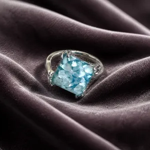 & Other Stories Gorgeous Stainless Steel Silver w/ Gorgeous Frosted White/Blue Gemstone Size 6 thumbnail 2